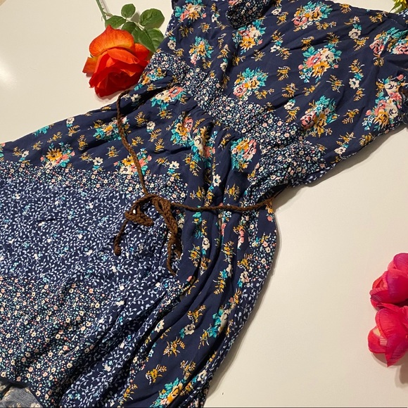 Zunie Blue Floral Asymmetrical Dress Girls 14 / 16 - Picture 6 of 6